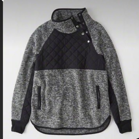 Abercrombie & Fitch Women’s Blue/Grey Asymmetrical Snap Pullover, Sz Small - Picture 1 of 10